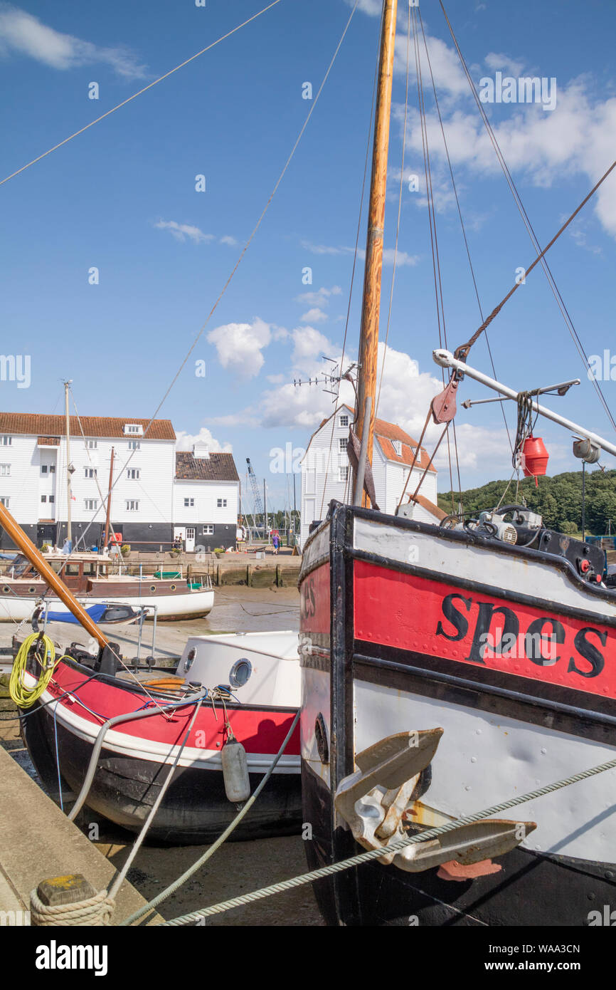Woodbridge harbour and Tide Mill on the River Deben, Suffolk, East Anglia, England, UK Stock Photo