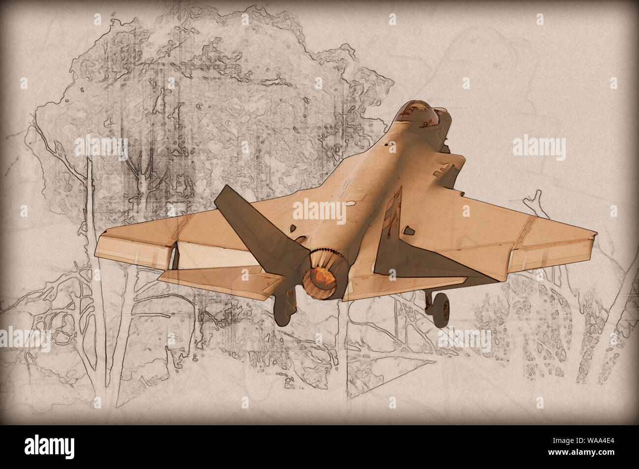 Digitally enhanced image of a US Marine Corps F-35 Lightning II Stock Photo