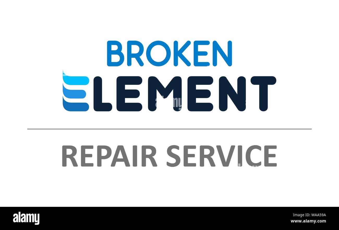 Broken Element - Vector illustration for phones, laptops Repair Service - Logo template of Tech Support. Stock Vector