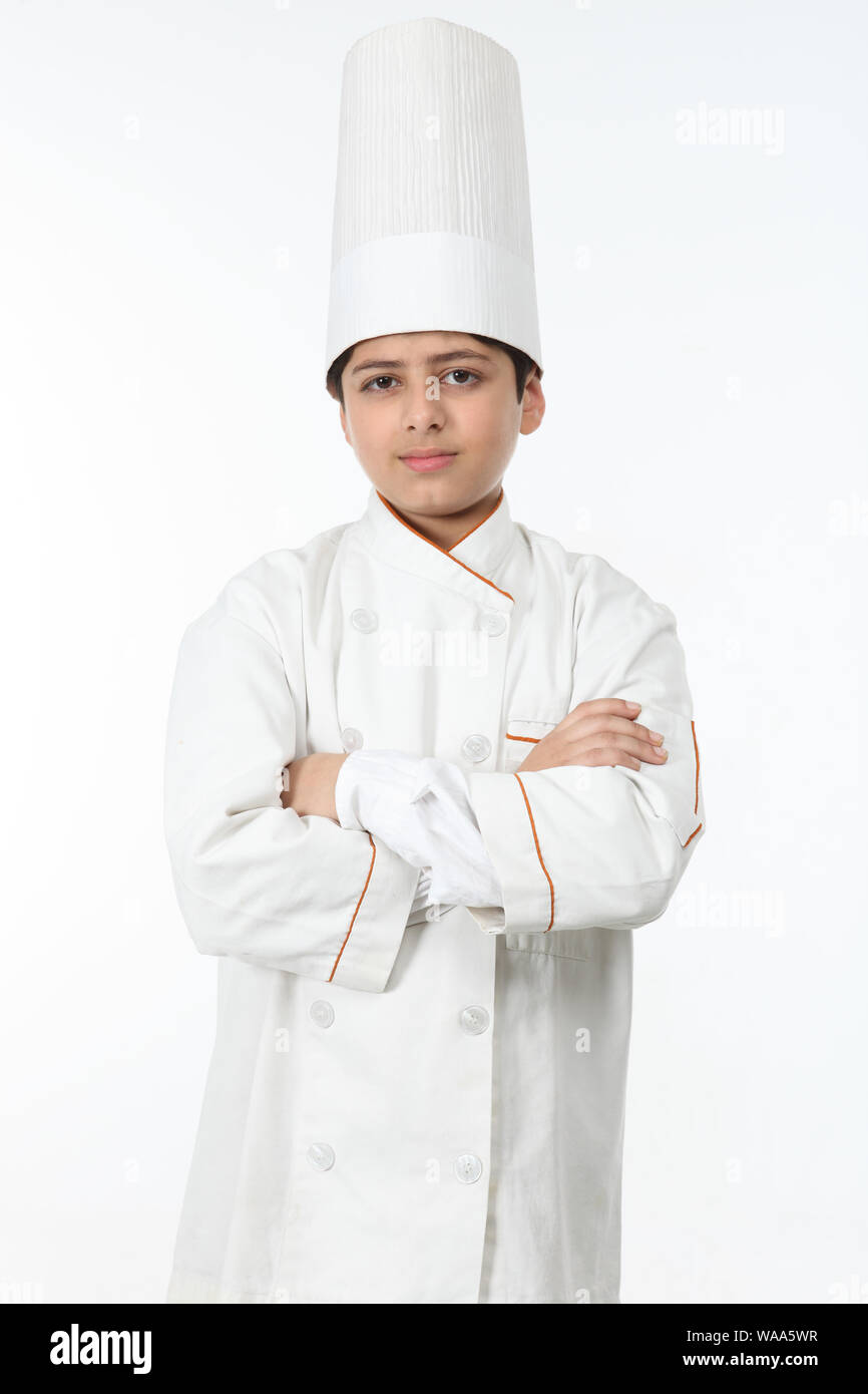 Boy pretending to be a chef Stock Photo