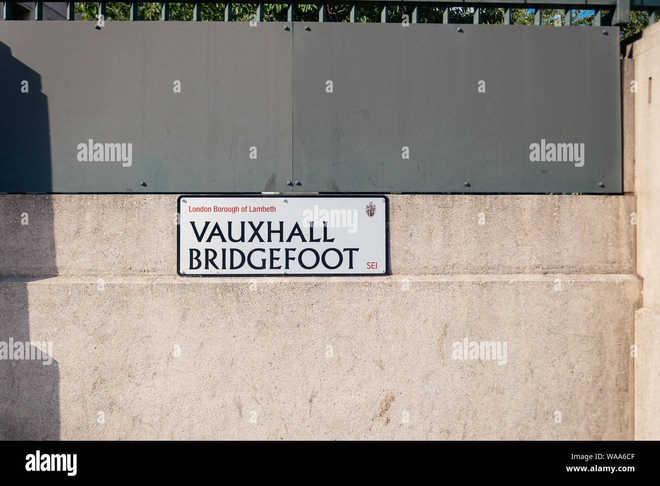 London / UK - July 18, 2019: Street name sign, London Borough of Lambeth Stock Photo