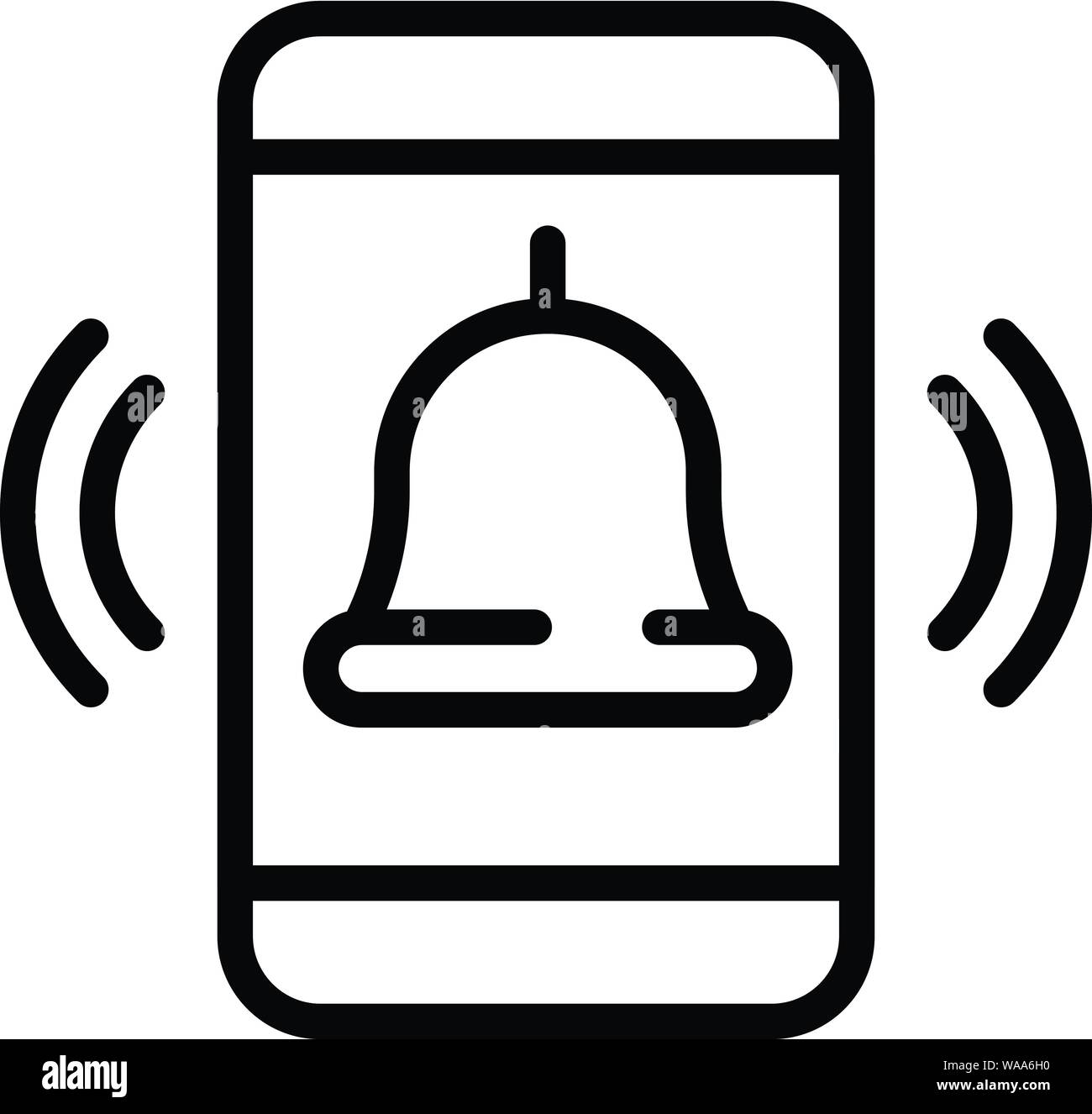 Bell on smartphone screen icon, outline style Stock Vector Image & Art ...