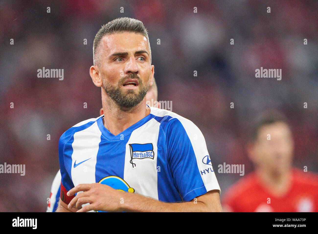 Vedad IBISEVIC, Hertha 19  half-size, portrait,  FC BAYERN MUNICH - HERTHA BSC BERLIN 2-2  - DFL REGULATIONS PROHIBIT ANY USE OF PHOTOGRAPHS as IMAGE SEQUENCES and/or QUASI-VIDEO -  1.German Soccer League , Munich, August 16, 2019  Season 2019/2020, matchday 01, FCB, München © Peter Schatz / Alamy Live News Stock Photo