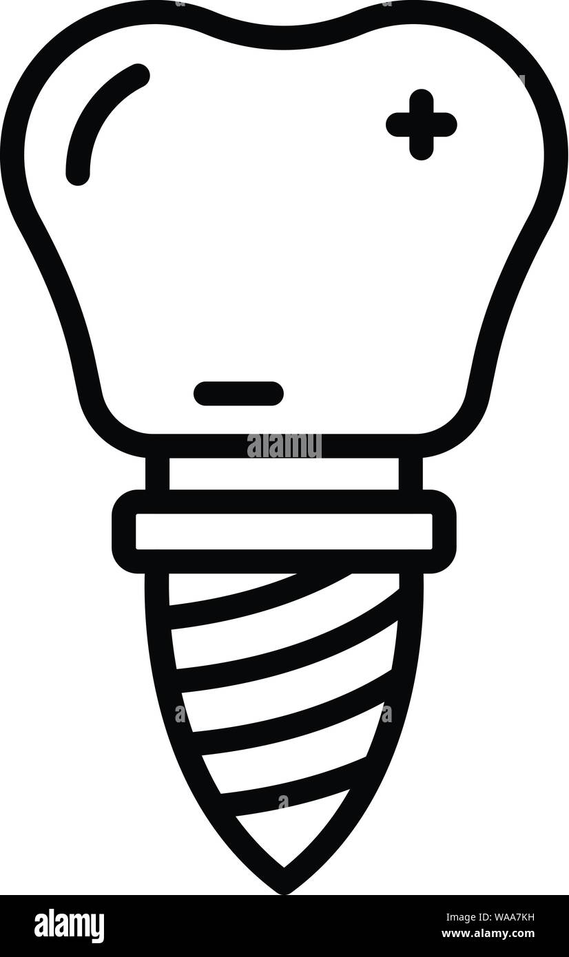 Tooth prosthesis icon, outline style Stock Vector