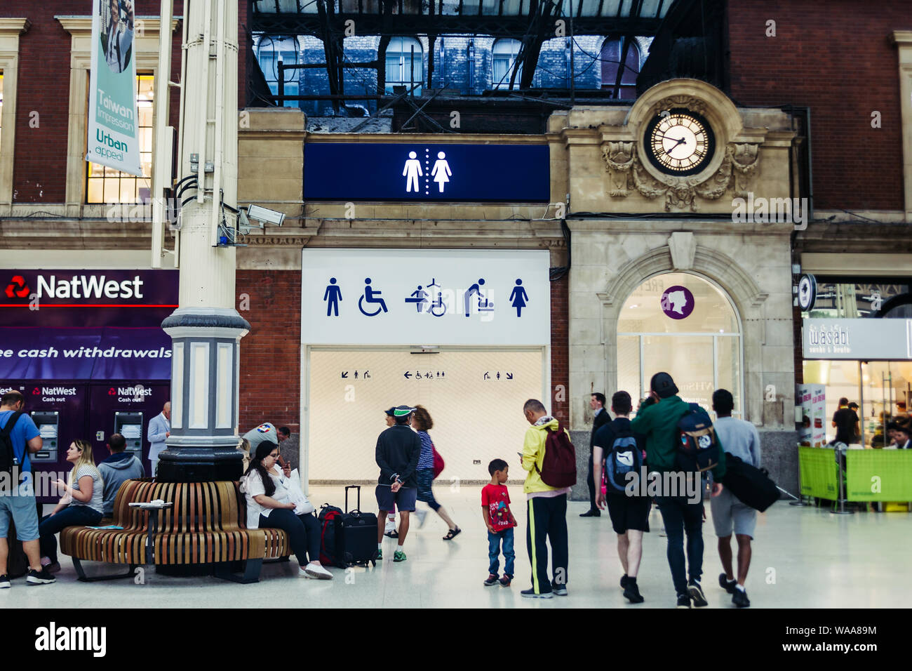 London / UK July 18, 2019 public toilet on the Victoria station, one