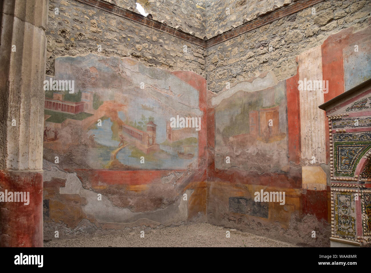 Mural, Fresco, Shrine, Pompeii, Naples, Amalfi Coast, Italy Stock Photo