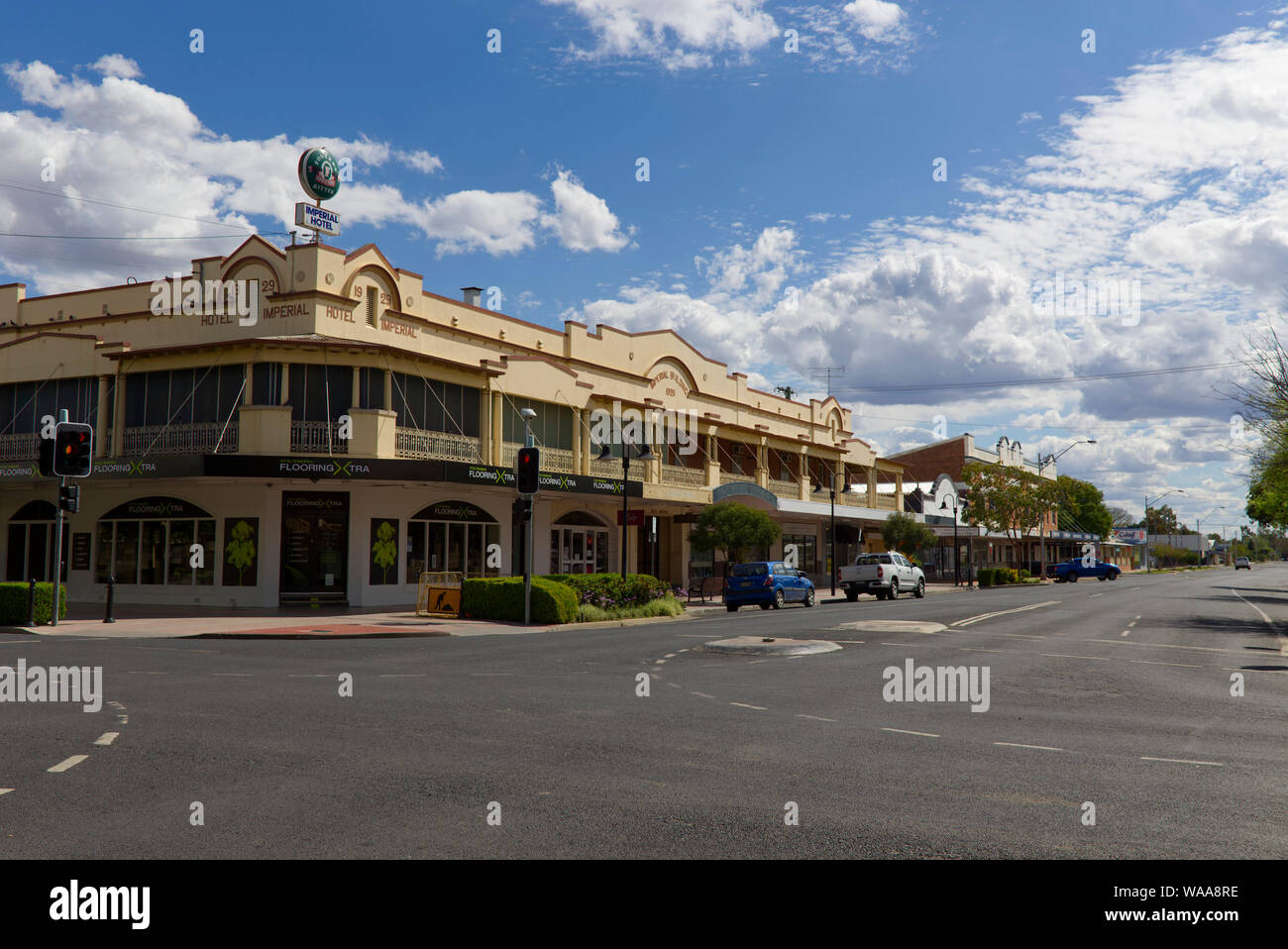 The Imperial Hotel building (1929) late Edwardian style country hotel building. Moree New South Wales Australia Stock Photo