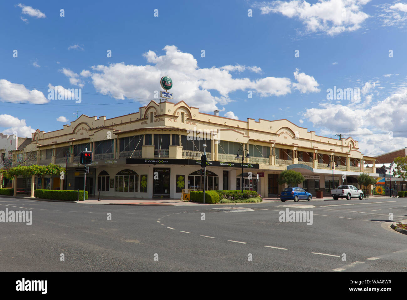 The Imperial Hotel building (1929) late Edwardian style country hotel building. Moree New South Wales Australia Stock Photo