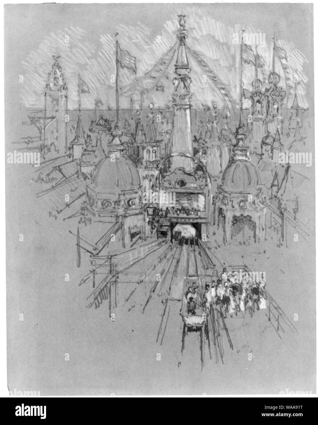 Luna park amusement parks Black and White Stock Photos & Images - Alamy