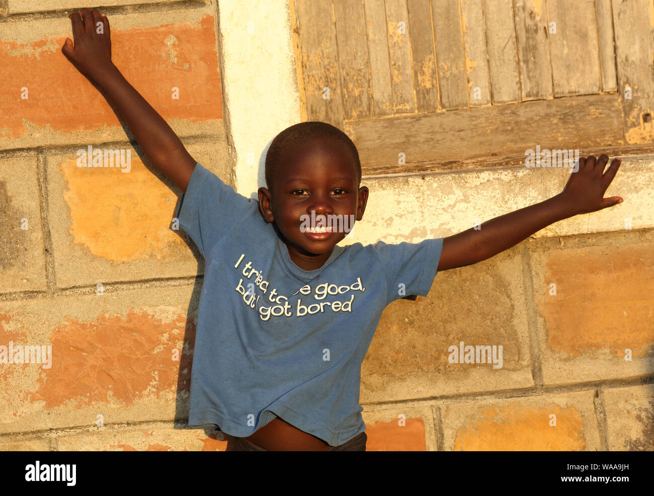 Orphan in an orphan boarding school on December 26, 2014 on Mfangano Island, Kenya. Many children lost their parents because they died of HIV Stock Photo