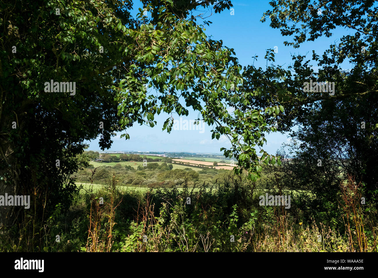 A view of the Cornish countryside near Newquay Cornwall. Stock Photo
