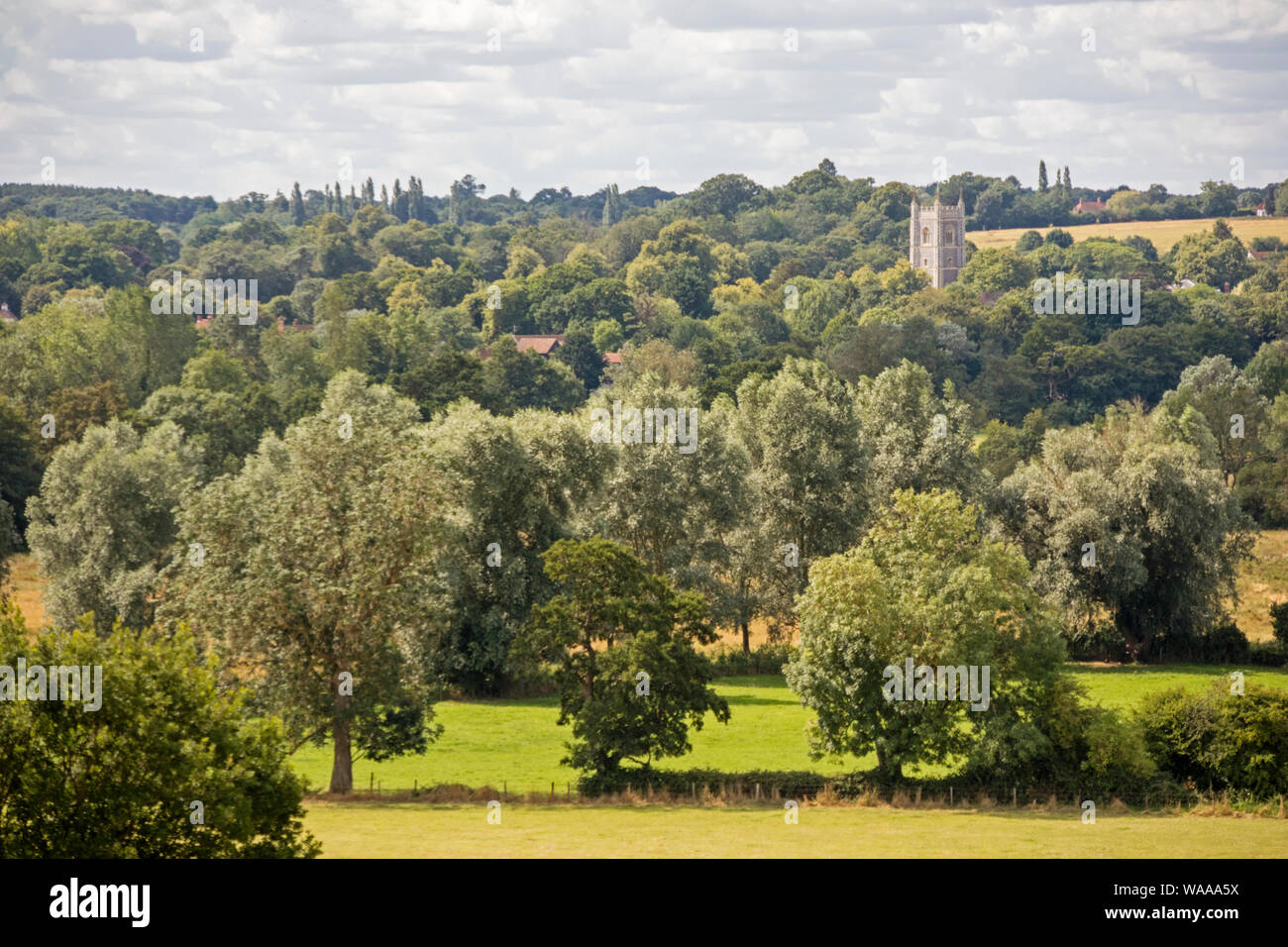 Dedham Vale area of outstanding natural beauty made famous by painter John Constable on the Essex Suffolk border. Stock Photo