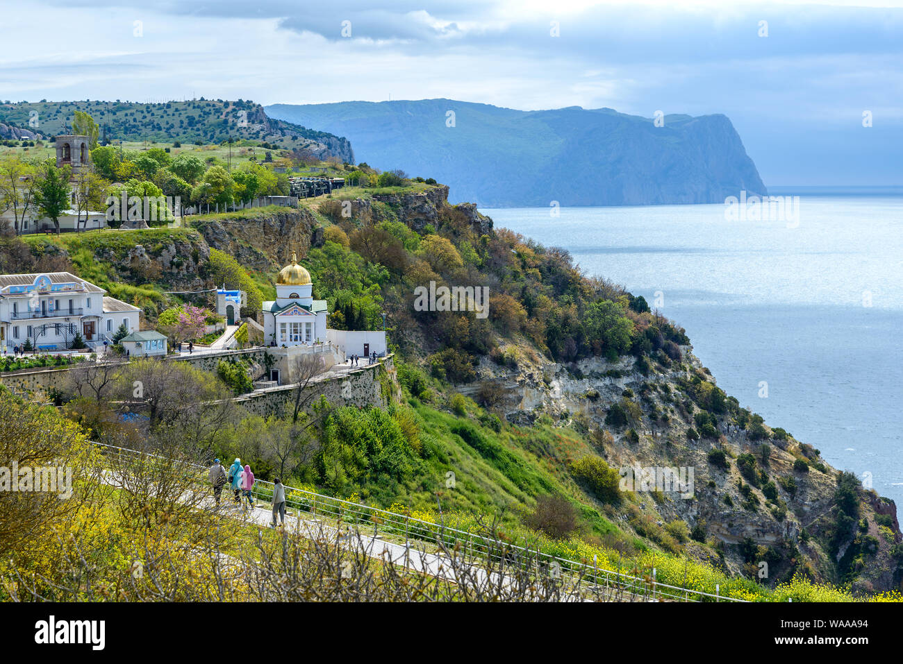 View of St. George monastery. Sevastopol. Crimea. Stock Photo