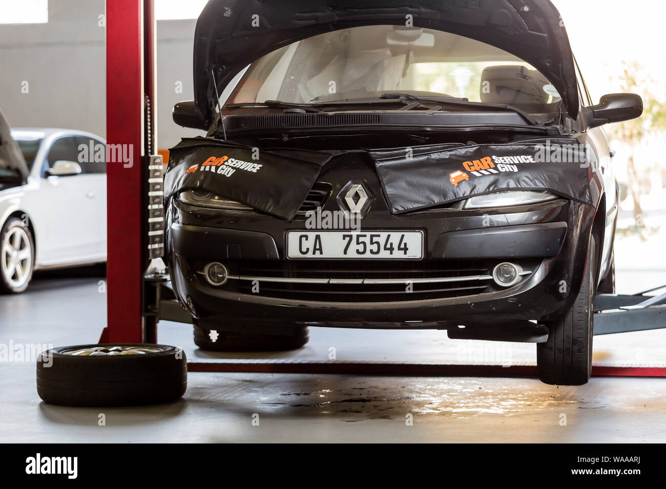 Johannesburg, South Africa - July 14, 2017: Car on high jack lift at Car  Service City Workshop for repairing and diagnosing motor vehicles Stock  Photo - Alamy