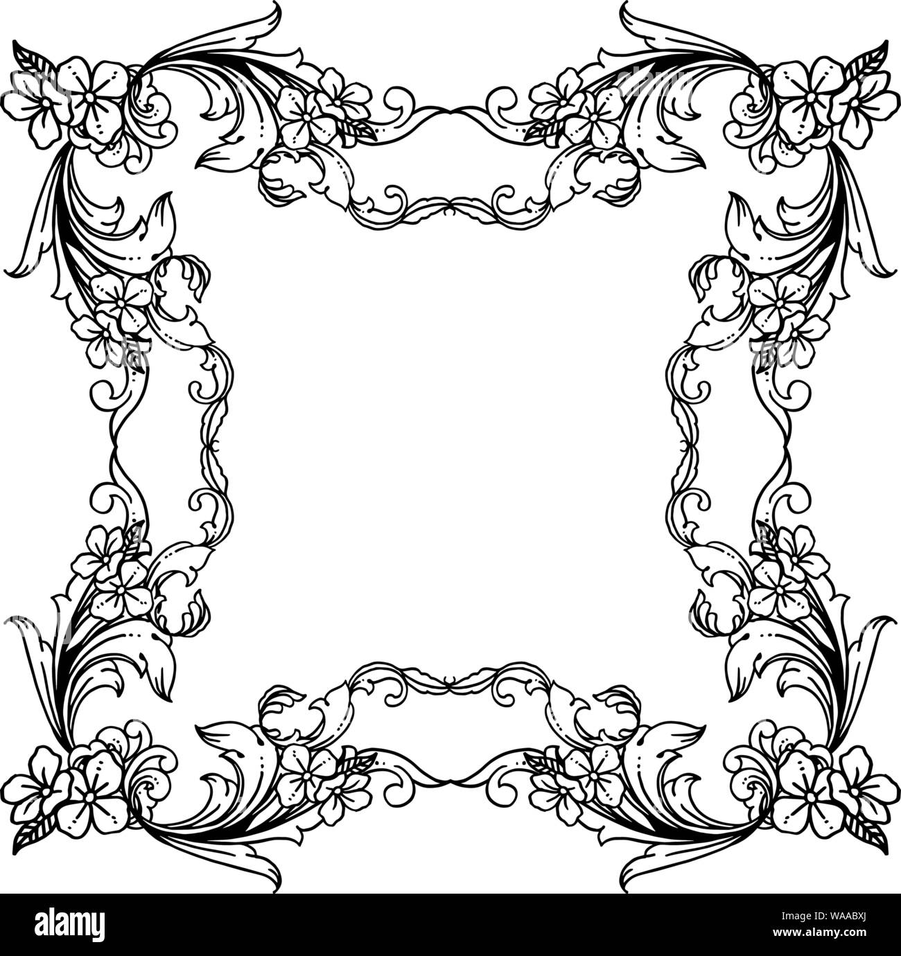 Pattern art of frame with vintage style leaves flower, for poster or ...