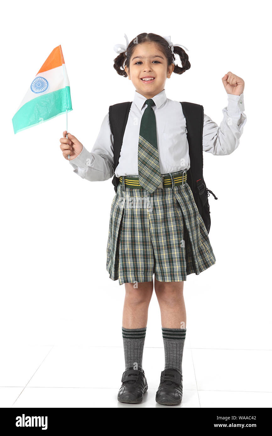 School children indian flag hi-res stock photography and images - Alamy