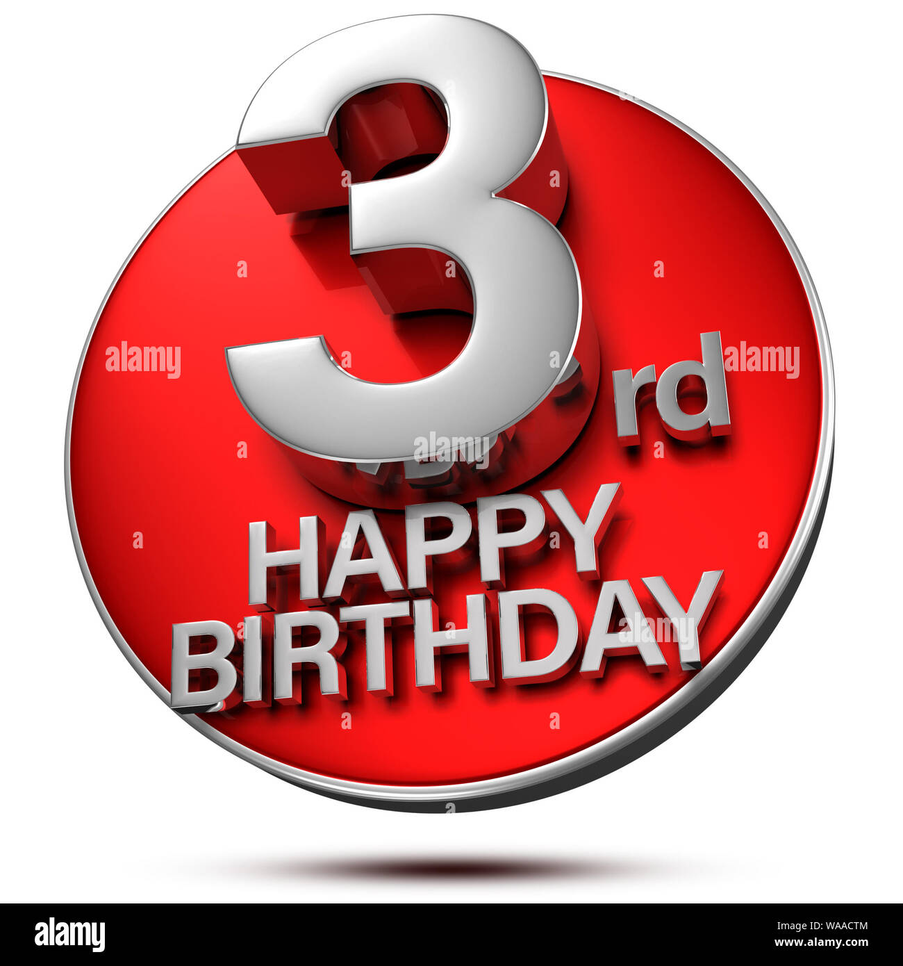 3 Rd Happy Birthday 3d Rendering On White Background With Clipping Path Stock Photo Alamy