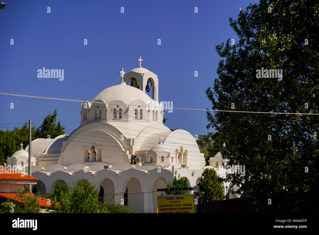 Greek Orthodox Church at Cape Sounion Attica Peninsula,  Greece Stock Photo