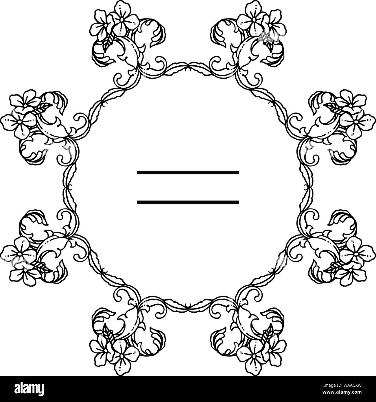 Vintage floral frame in colors black and white, for various design of greeting card. Vector