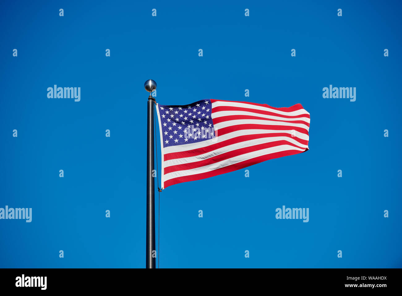 star spangled banner, national Flag of USA blowing in the wind, North America Stock Photo