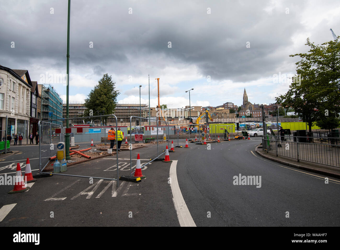 Road closure on Canal Street for condtruction in Nottingham City Centre