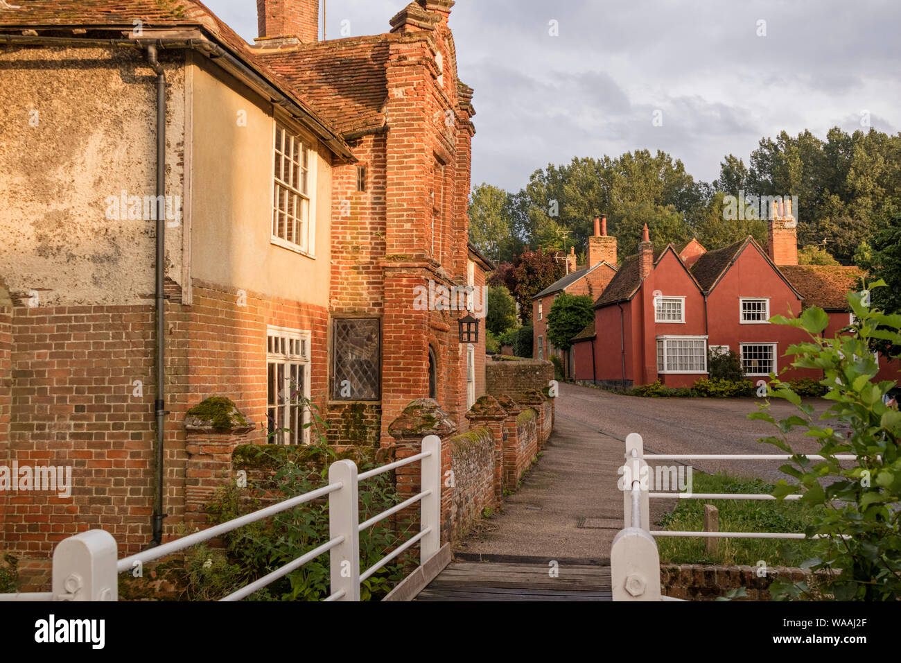 The picturesque timber-framed village of Kersey in evening light, Suffolk, England, UK Stock Photo