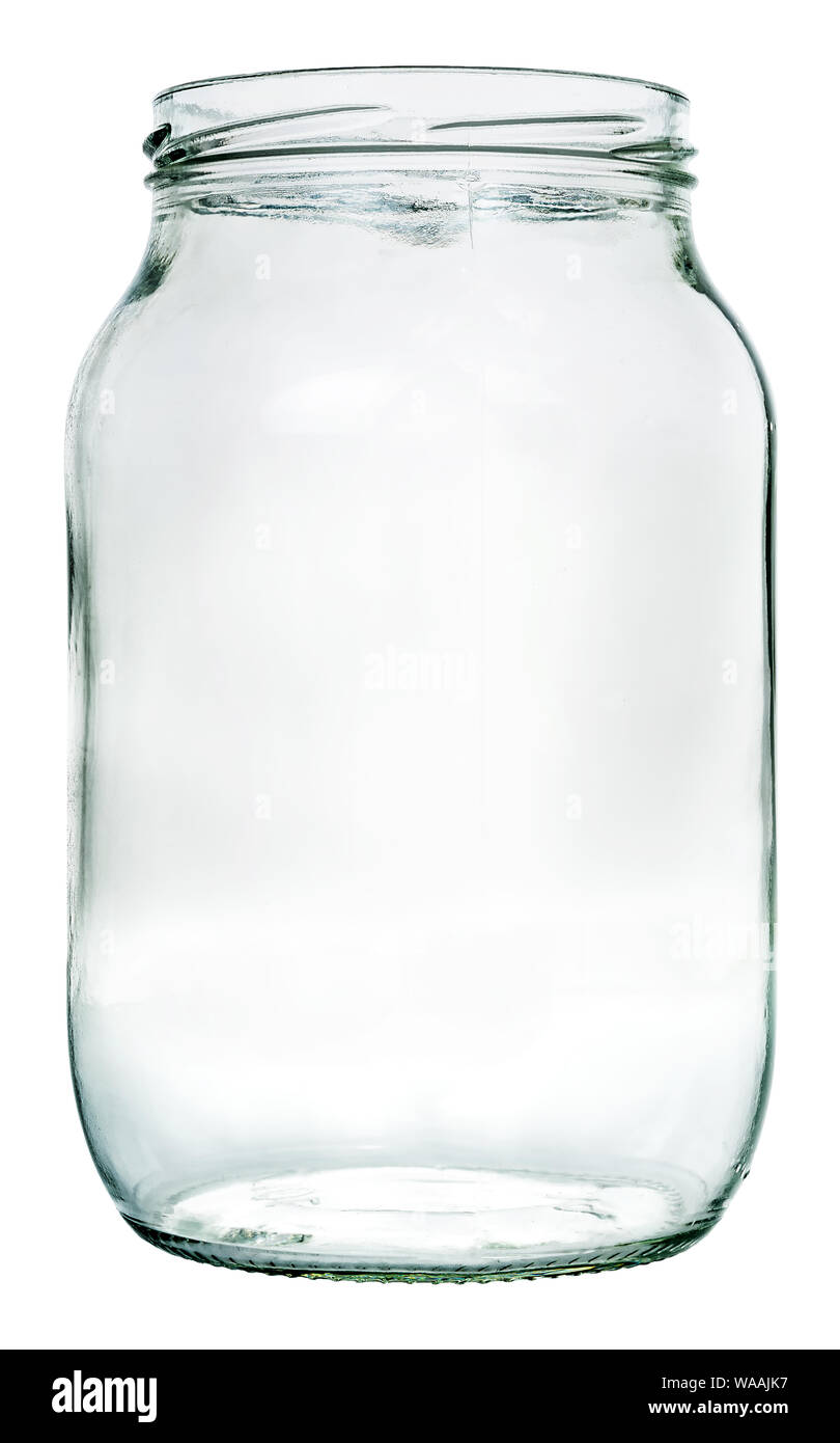 Empty liter glass jar. Isolation with clipping paths Stock Photo