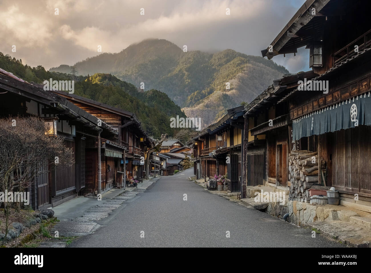 Tsumago, a traditional post-town along the old Nakasendo highway in Nagano, Japan Stock Photo