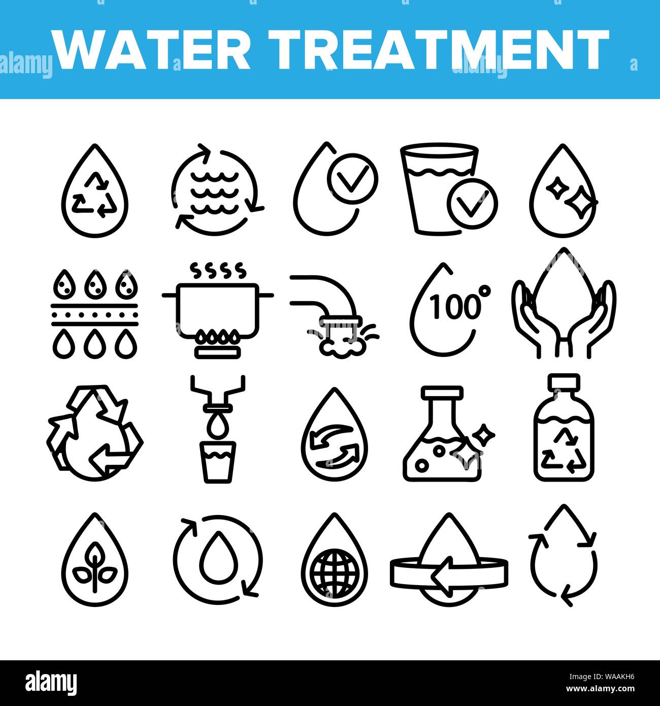 Collection Water Treatment Signs Icons Set Vector Stock Vector Image ...