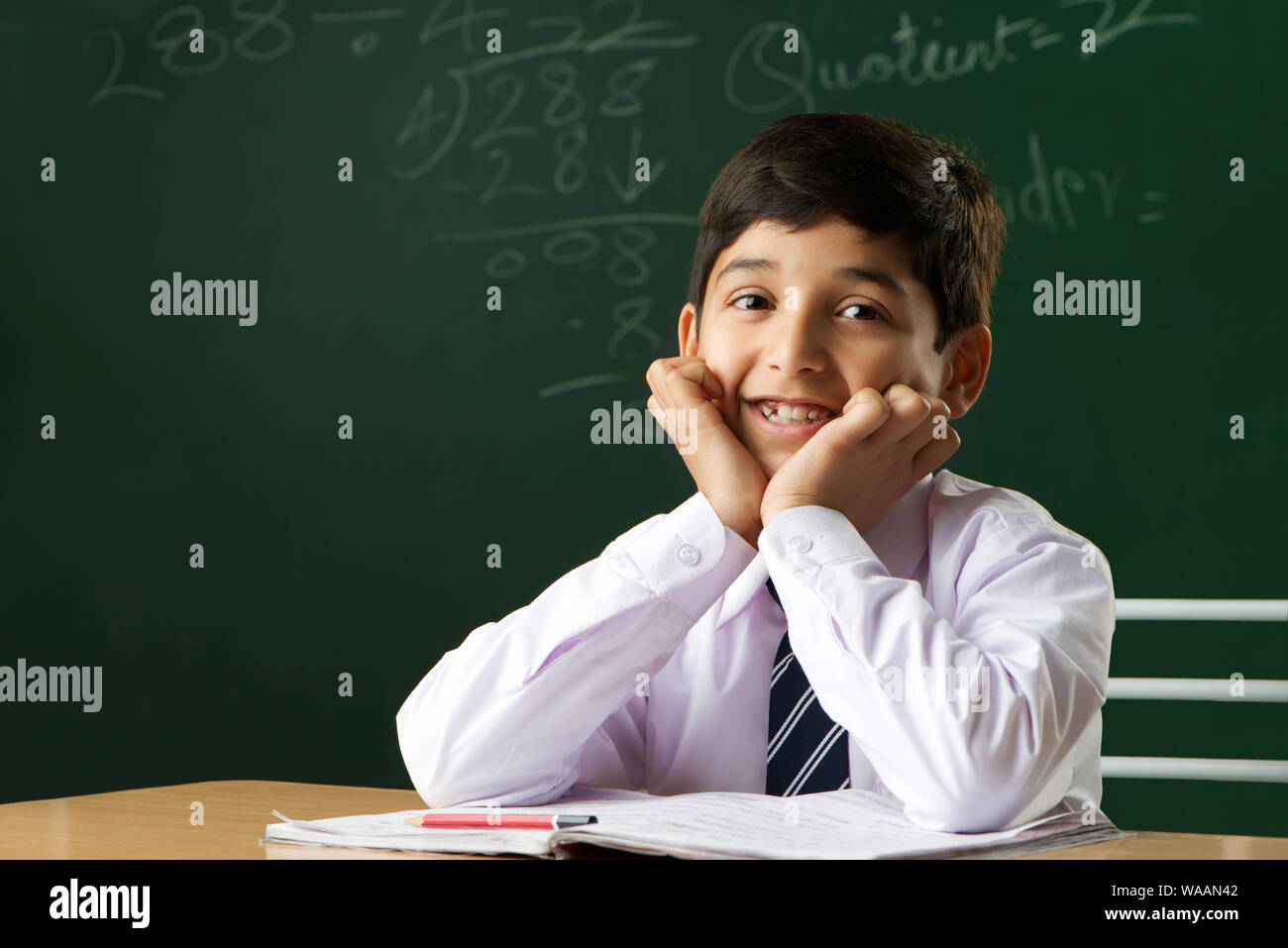 Schoolboy studying in a classroom Stock Photo - Alamy