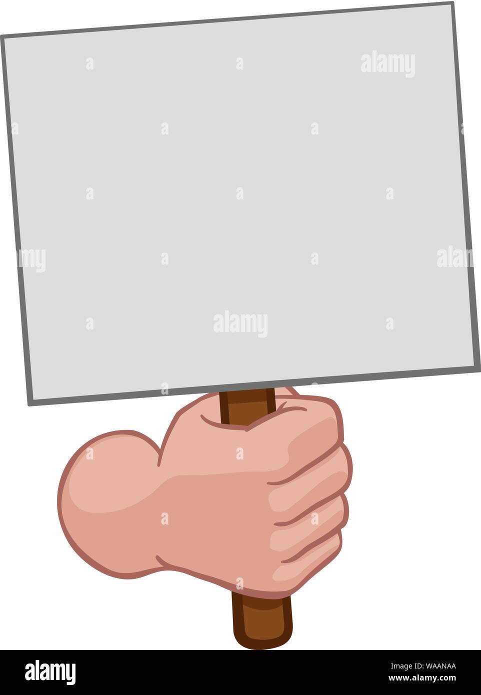 Hand Fist Holding a Blank Sign or Placard Cartoon Stock Vector