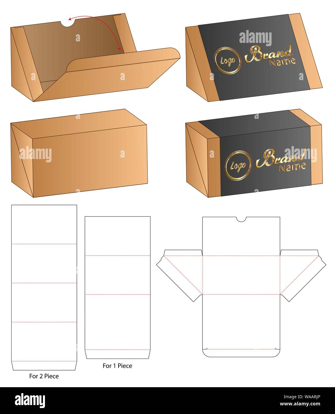 Box packaging die cut template design. 3d mockup Stock Vector Image