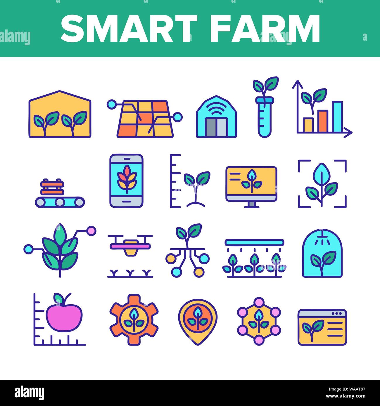 Color Smart Farm Elements Icons Set Vector Stock Vector Image & Art - Alamy