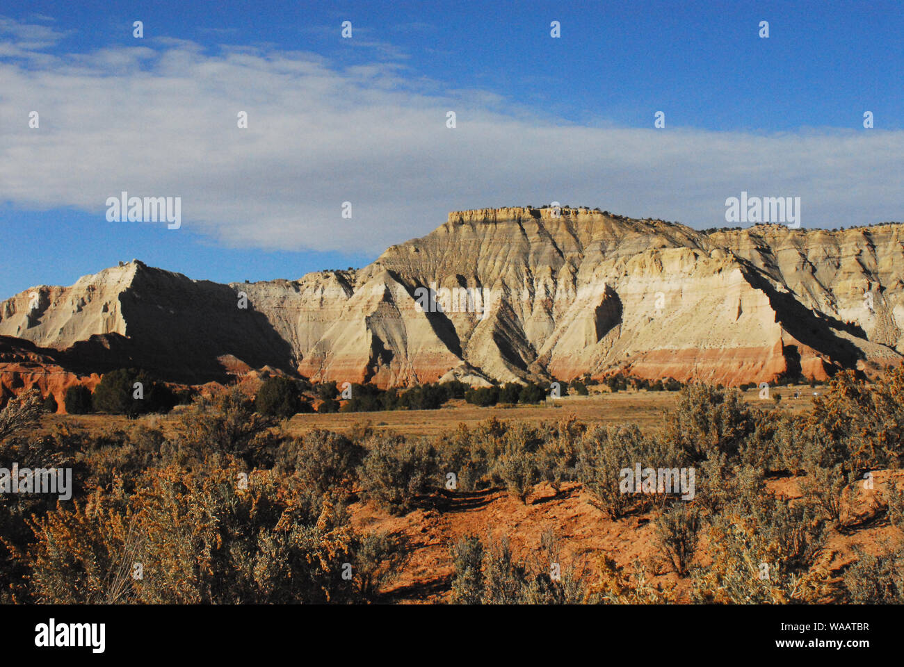 Panoramic landscape of colorful sandstone peaks in the desert of Arizona, USA. Stock Photo