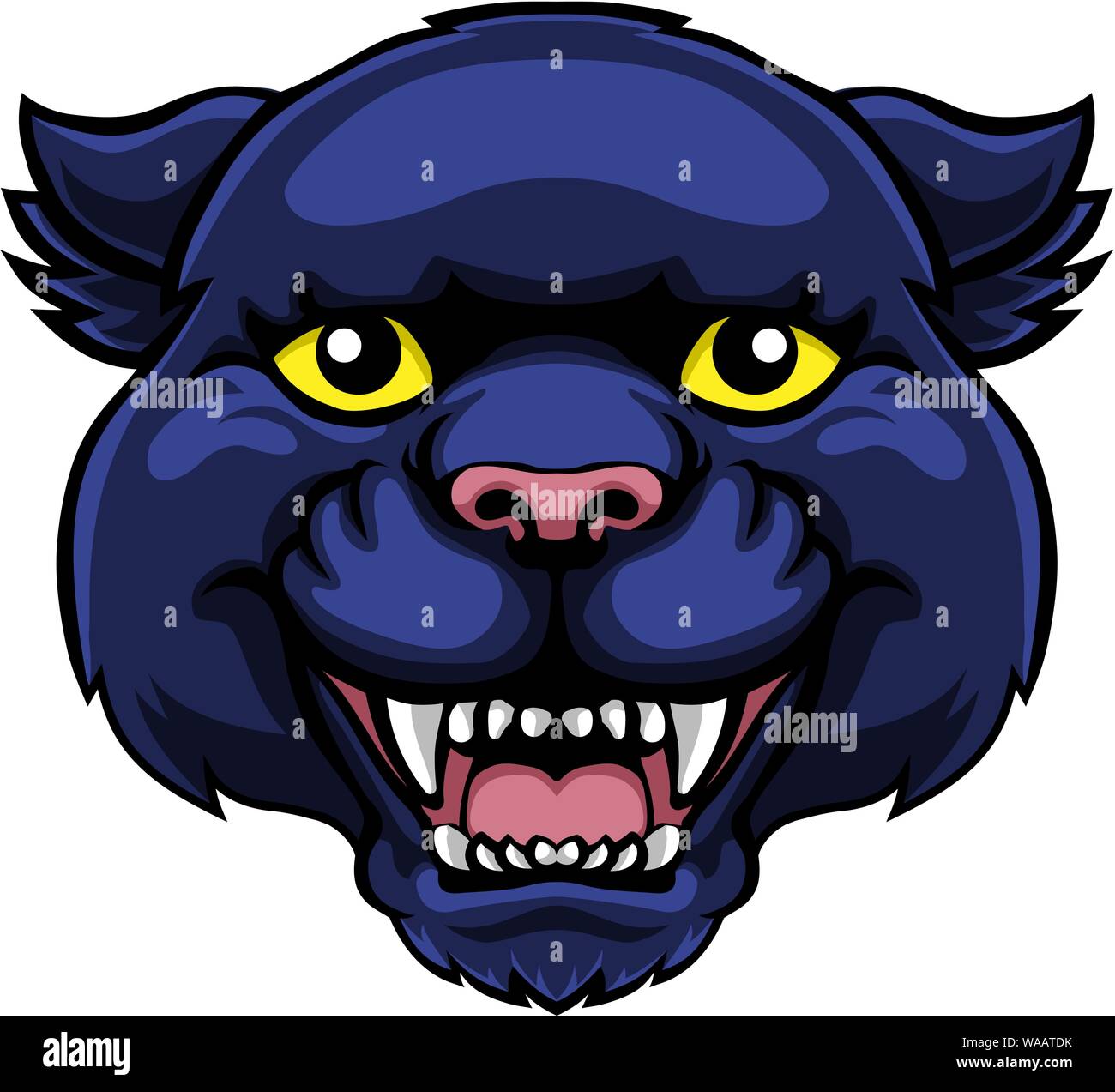 Panther Mascot Cute Happy Cartoon Character Stock Vector