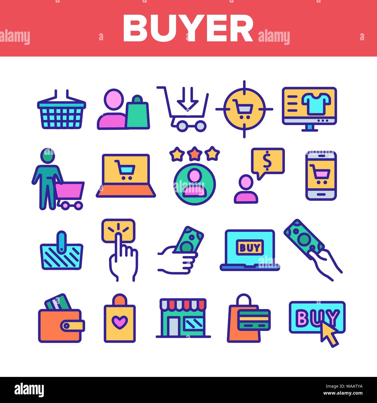 Color Buyer Elements Signs Icons Set Vector Stock Vector Image & Art ...