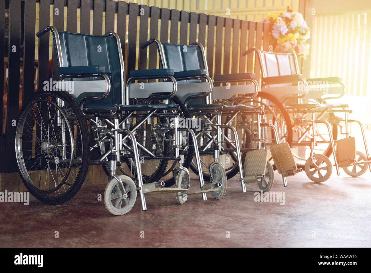 Wheelchairs in the hospital / Wheel chairs waiting for patient services
