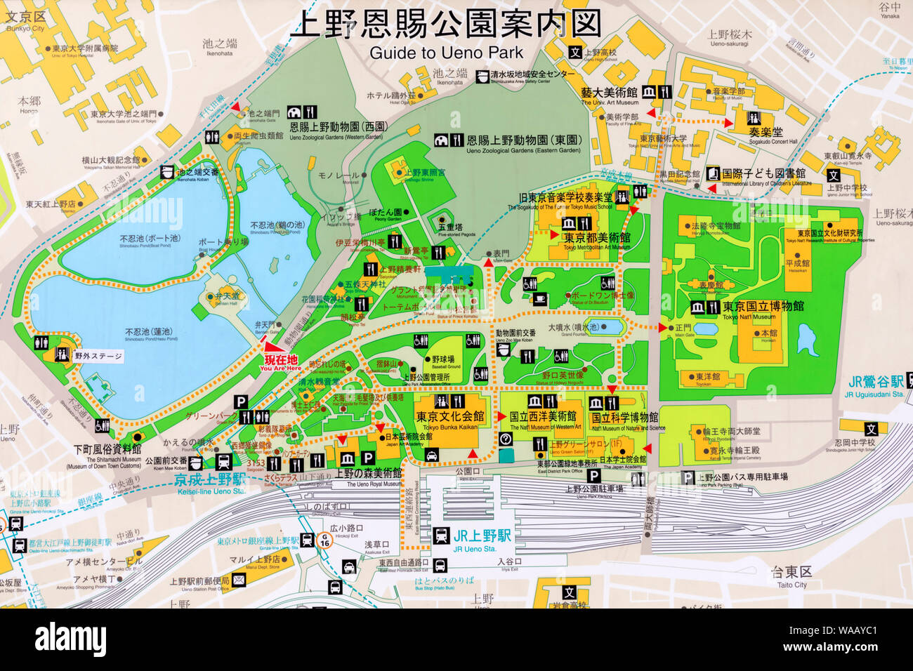 Japan, Honshu, Tokyo, Ueno, Ueno Park Map, 30075502 Stock Photo