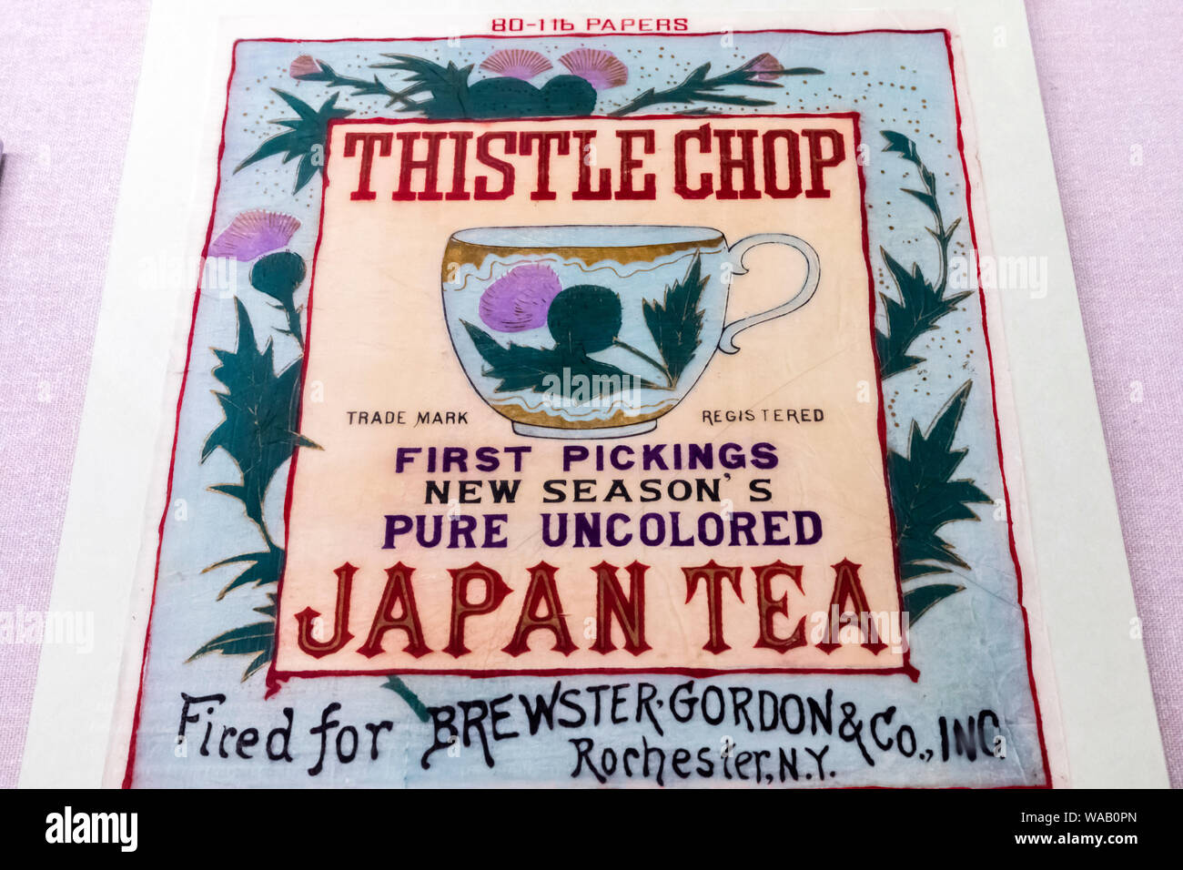 Japan, Honshu, Tokyo, Ryogoku, Tokyo Metropolitan Edo-Tokyo Museum, Early 20th century Export Tea Box Label, 30076378 Stock Photo