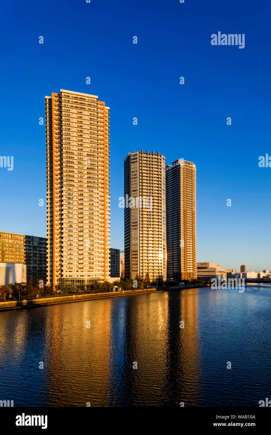 Image showcasing Japan, Honshu, Tokyo, Toyosu, Shinonome Waterfront High-rise Apartments ...