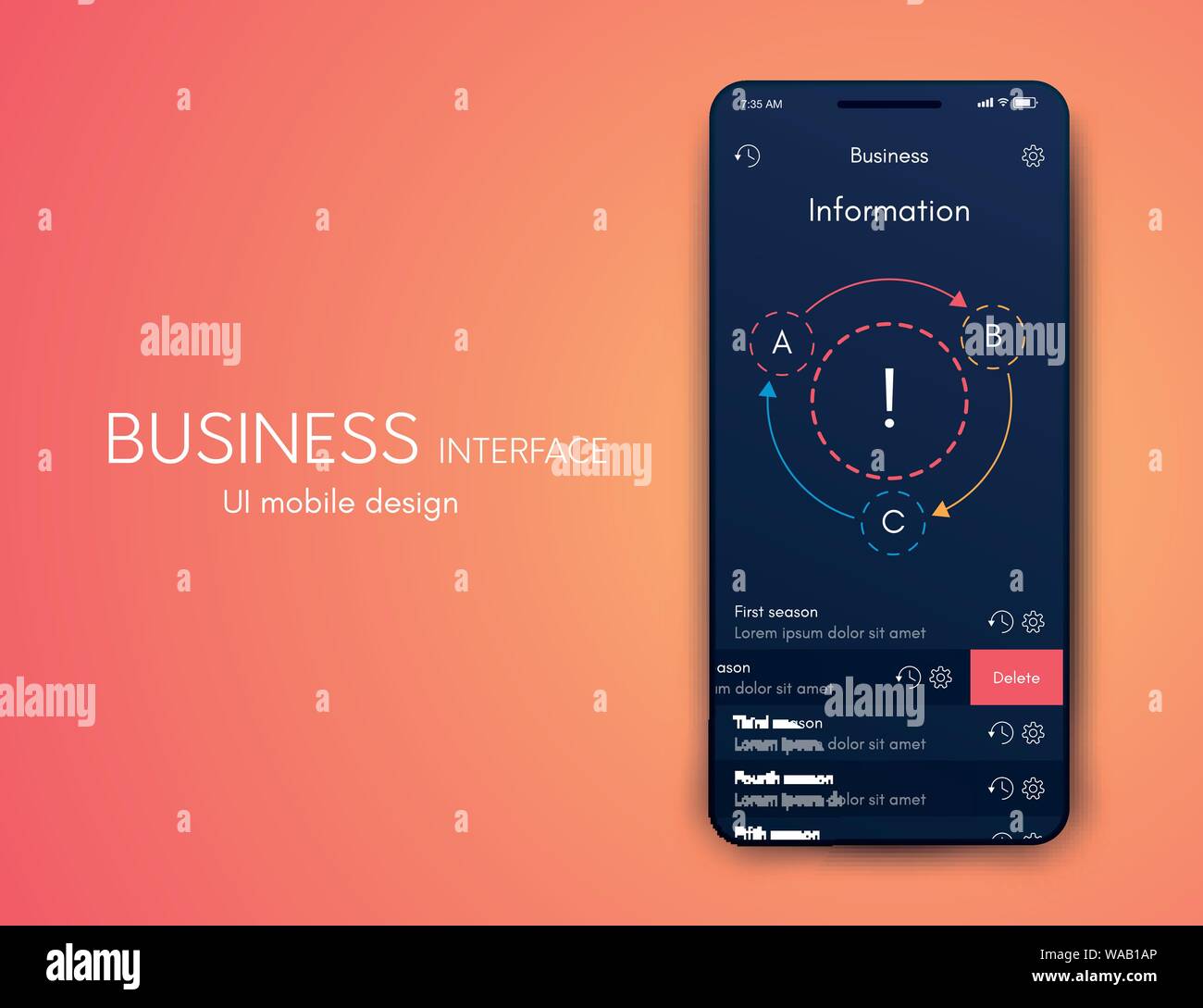 Mobile application interface. Ui design, stock vector Stock Vector