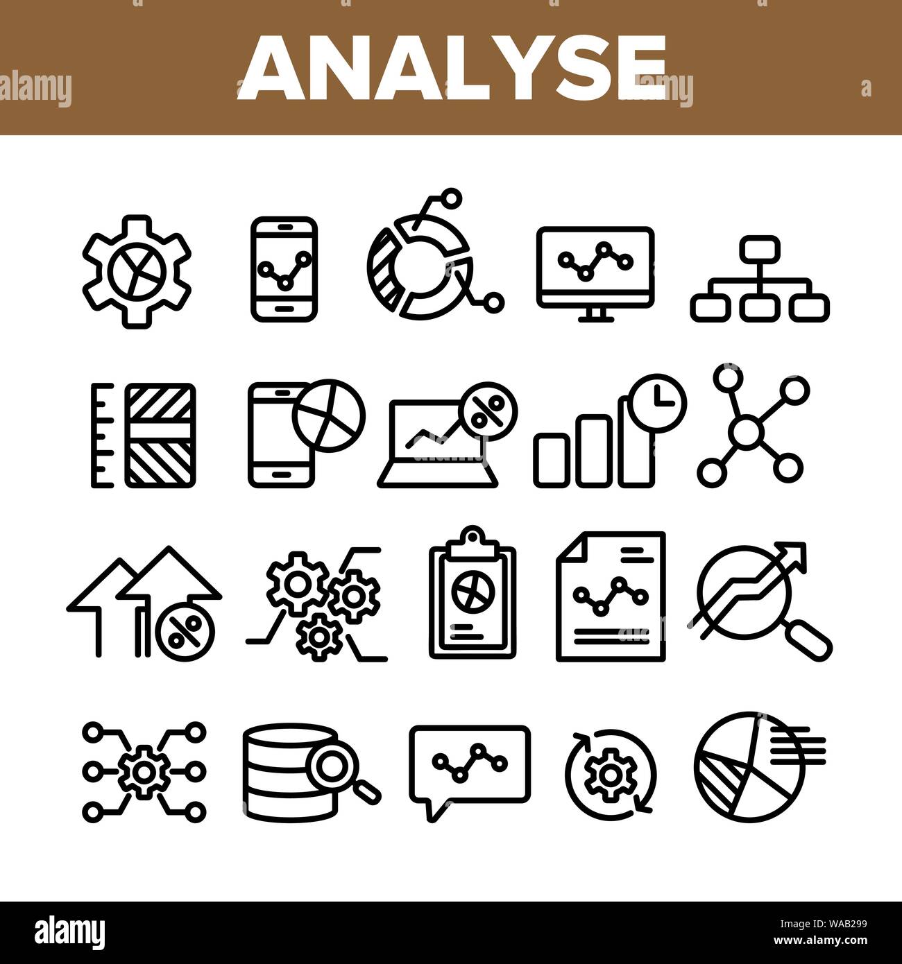 Collection Analyse Element Sign Icons Set Vector Stock Vector Image ...