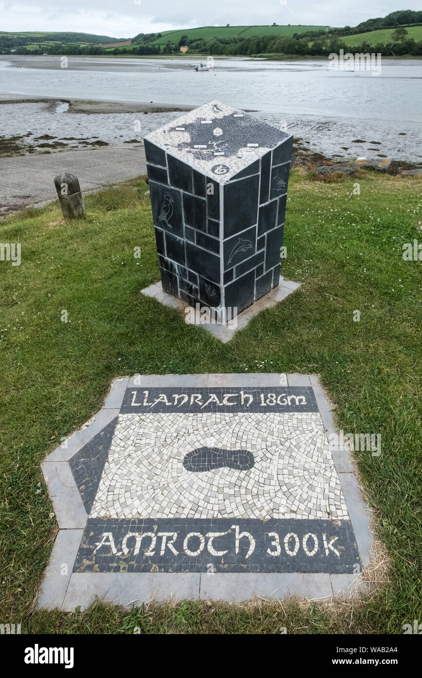 The Pembrokeshire Coast Path National Trail monument in St Dogmaels, Wales Stock Photo