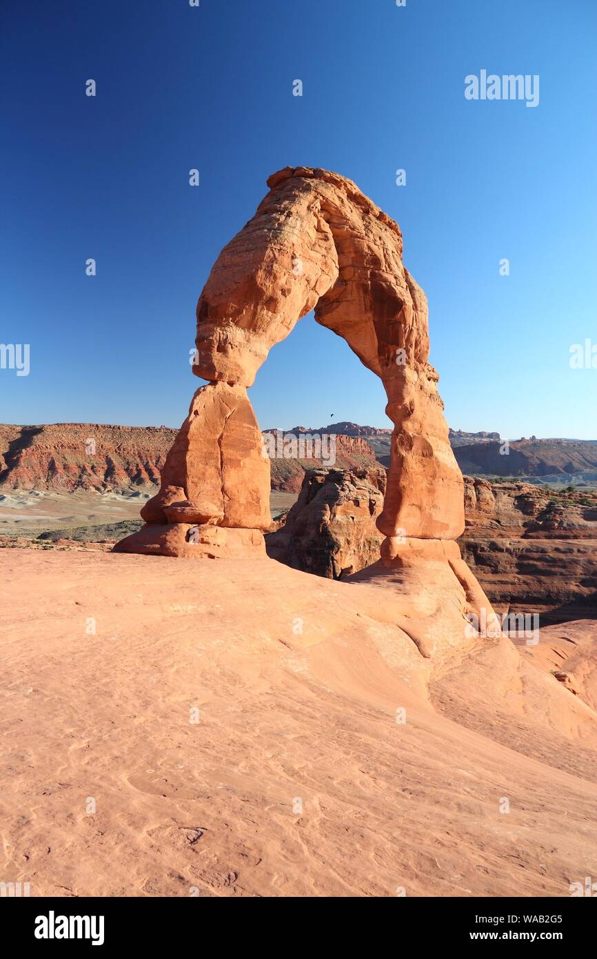Arches National Park in Utah, USA. Delicate Arch rock formation. Stock Photo