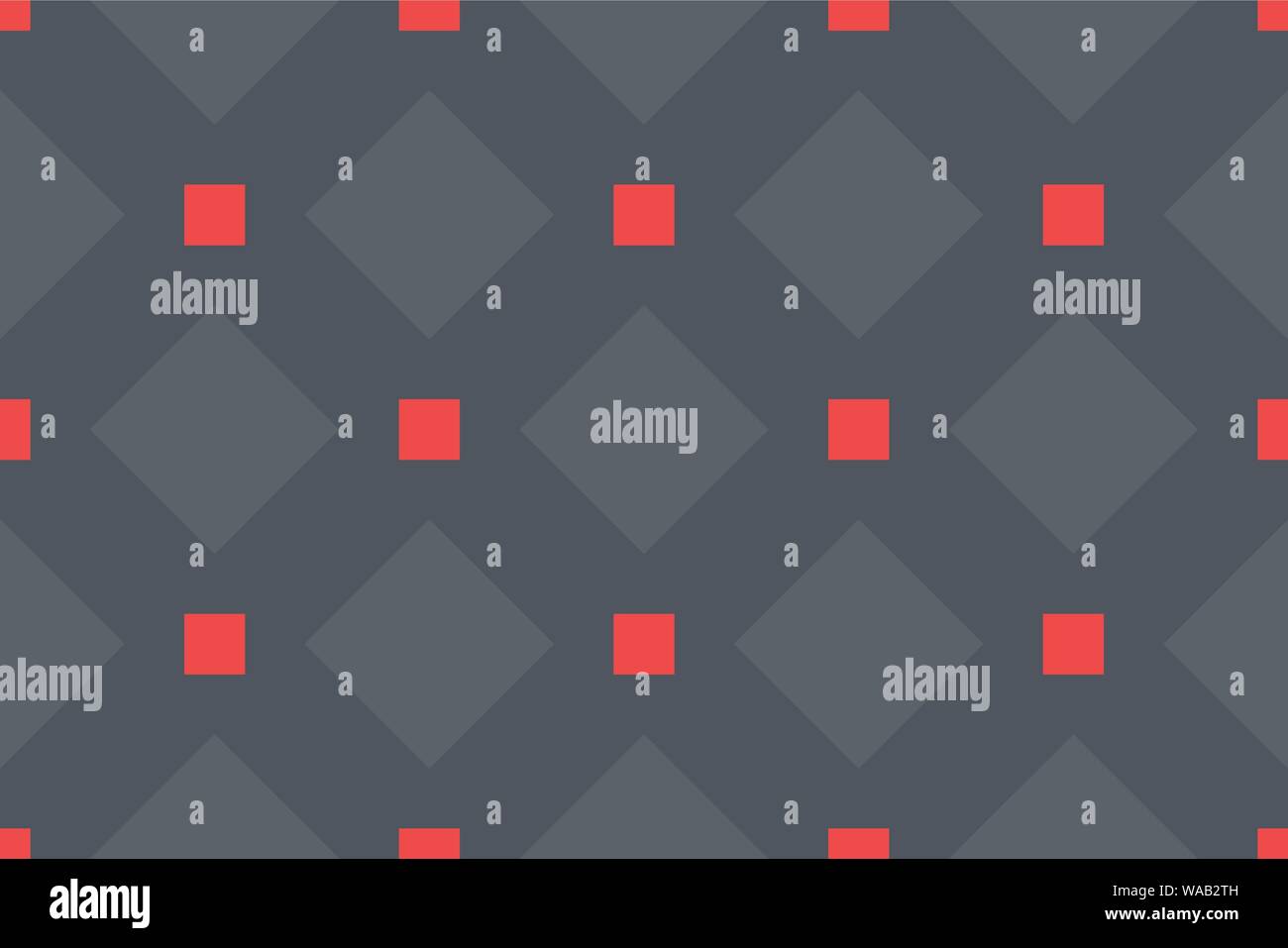 Vector seamless geometric pattern. Shaped grey and red squares on black background. Stock Vector