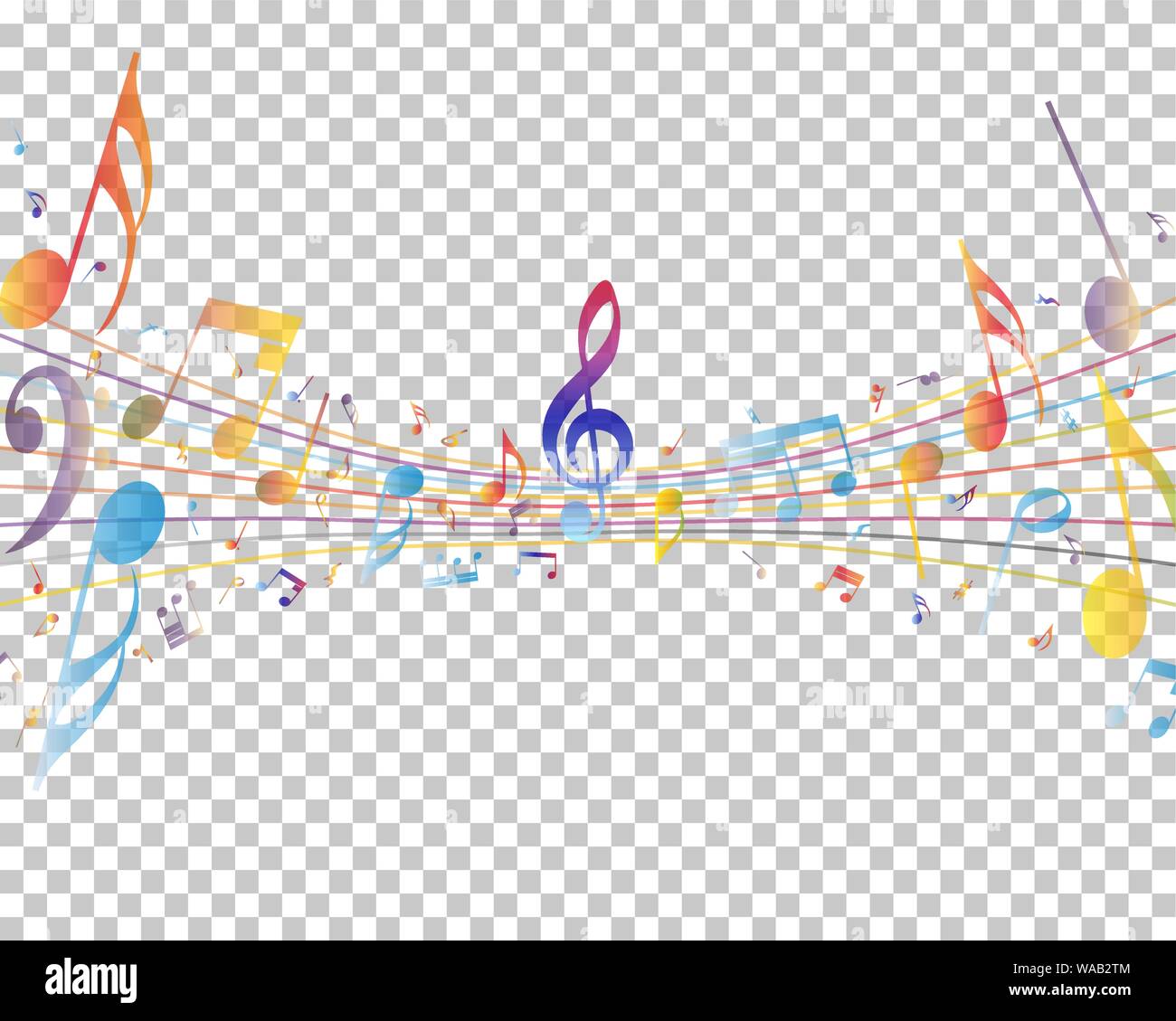 Abstract Musical Theme. Transparency Grid Background Design. Vector Illustration. Stock Vector