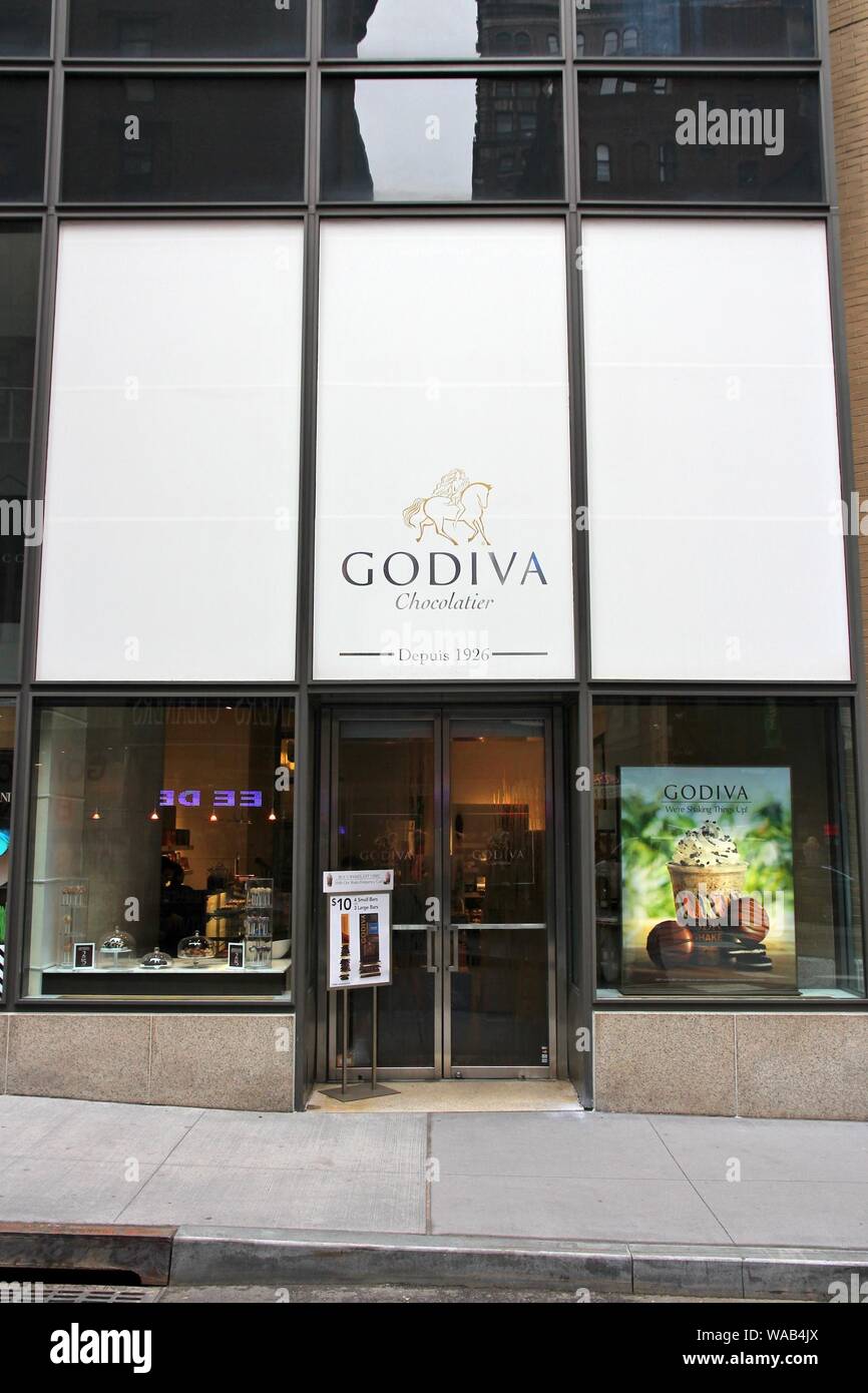 NEW YORK, USA JULY 2, 2013 Godiva Chocolatier chocolate store in New