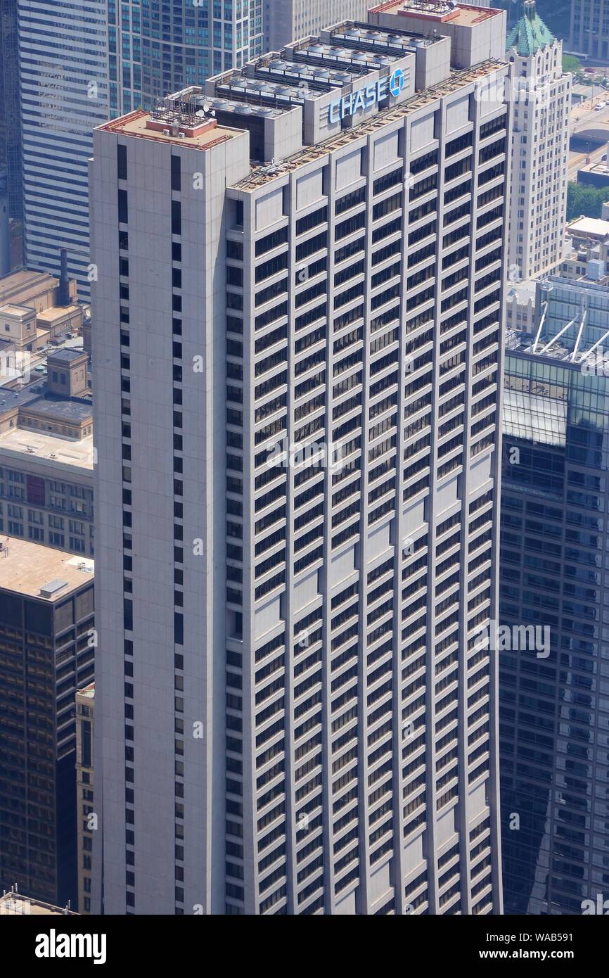 CHICAGO, USA - JUNE 27, 2013: Chase Tower in Chicago. The building is headquarters for Chase Bank retail division. Stock Photo