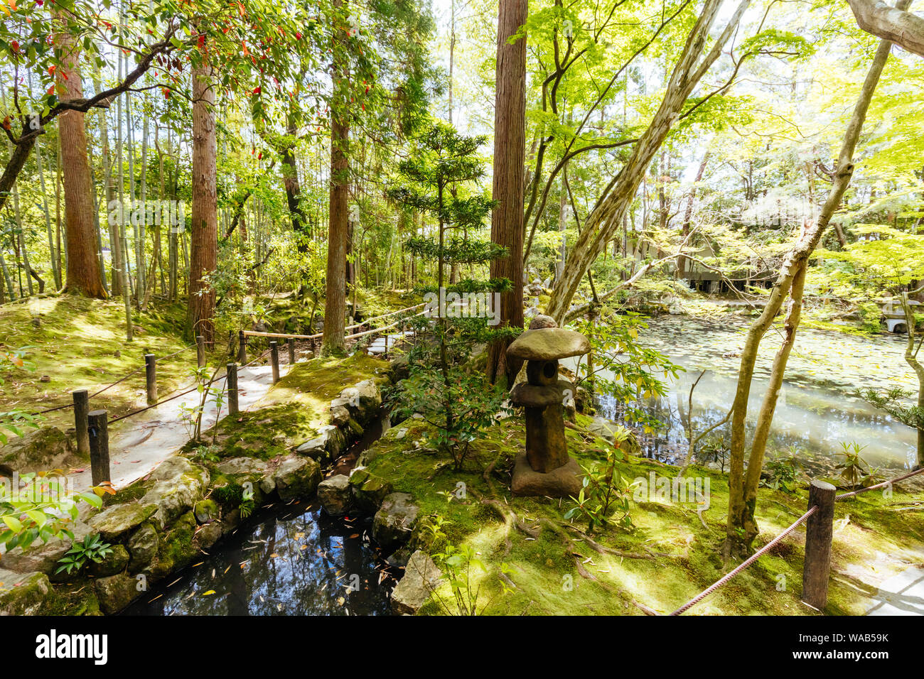 The beautiful Tenju-an Temple on a spring day in Kyoto Japan Stock Photo