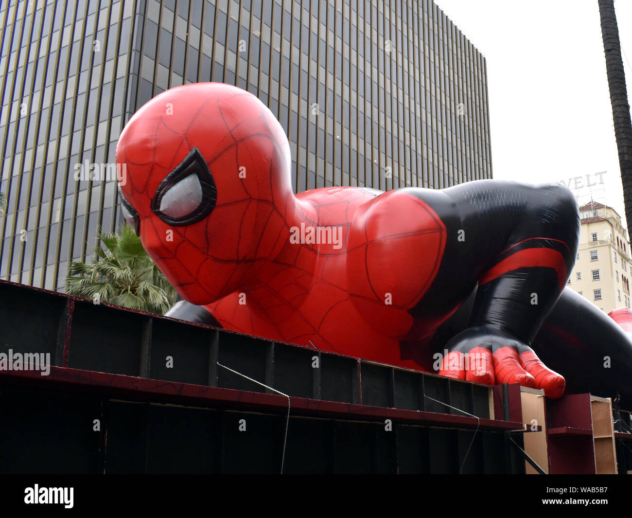 Inflatable Spiderman on display at Hollywood Boulevard in Los Angeles for the premier of the late Stock Photo